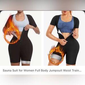 Black Full Body Sauna Jumpsuit with Blue Top Size XXL